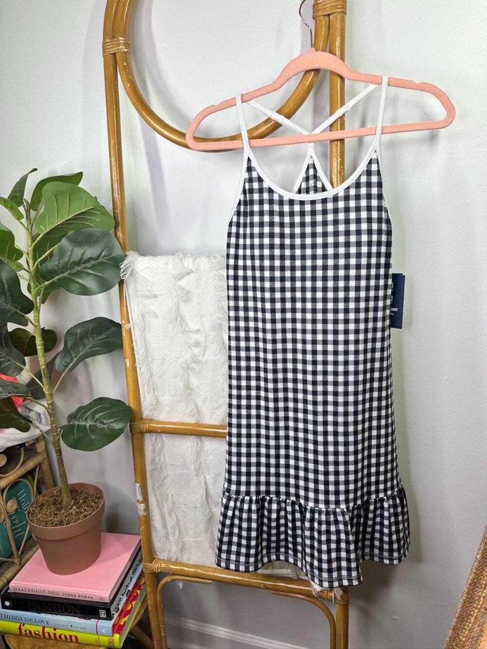 NWT Crown & Ivy Black Gingham Workout Dress sz S